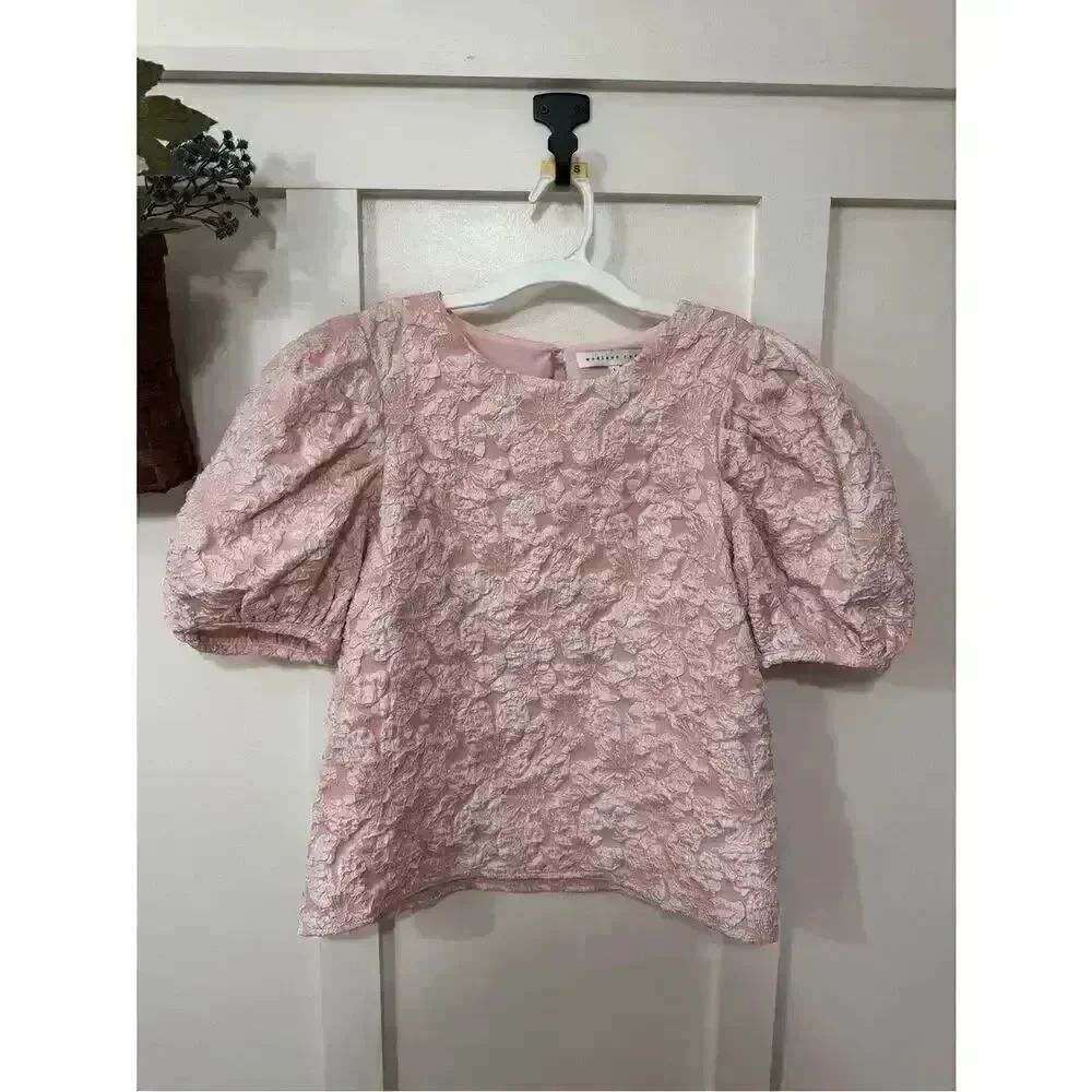 Endless Rose Pink Textured Puff Sleeve Top
